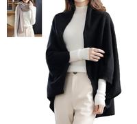 KIASRZN Scialle Doppio Uso Caldo in Finto Cashmere, Cardigan Caldo e Leggero, Morbidi Involucri Invernali con Maniche (49in,Black)