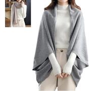 KIASRZN Scialle Doppio Uso Caldo in Finto Cashmere, Cardigan Caldo e Leggero, Morbidi Involucri Invernali con Maniche (49in,Gray)