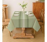 Kiatuniya Tovaglia Antimacchia 100 x 140 cm Verde Strisce Autunnale Moderno Rettangolare Elegante Lavabile Impermeabile Effetto Lino Piccolo Tovaglie per Protezione Tavolo, Sala da Pranzo, Ristorante