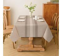 Kiatuniya Tovaglia Antimacchia 200 x 140 cm Marrone Strisce Autunnale Moderno Rettangolare Elegante Lavabile Impermeabile Effetto Lino Tovaglie per Natalizia, Feste, Compleanno, Matrimonio