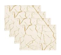 Kiatuniya Tovagliette Americane Lavabili Moderno Bianco e Oro Arte Astratta Marmo Antiscivolo Resistenti al Calore Decorativa Tovaglietta Colazione per Cucina Hotels Ristorante Set di 4