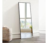 KIAYACI Specchio da parete a tutta lunghezza, specchio per camera da letto, da appendere o appoggiato alla parete in lega di alluminio (nero, 109,2 x 40,6 cm)