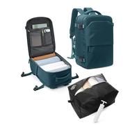 kibachev Zaino Sottovuoto Viaggio 40X20x25 Ryanair,Aereo Bagaglio a Mano 40x30x20 con Pompa Sottovuoto,Capiente Borsa Porta Pc Impermeabile Donna/Uomo Borsa da Cabina Zaini (Blu)