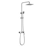 Kibath 400221 Colonna monocomando extra lunga vista e tubo rotondo estensibile regolabile in altezza da 100 a 150 cm. Doccia a mano per idromassaggio e spruzzatore quadrati. Ricambi garantiti, cromato
