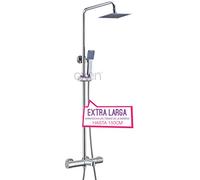 Kibath 469121 Colonna Termostatica Extra Long Gas Design Tubo Regolabile in Altezza da 100 a 150 cm Esclusiva per vasche Spruzzatore e Doccia a Mano Quadrati. Ricambi Garantiti, Cromo Lucido
