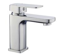 Kibath L444251 Rubinetto monocomando per lavabo che design stilizzato e quadrato realizzato in ottone e finitura cromo lucido. Include raccordi, tubi e cartuccia. Ricambi garantiti