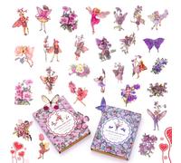 KIBBEH 90 adesivi trasparenti con fatine floreali per scrapbooking | Pellicola trasparente per scrapbooking, bottiglia d'acqua, custodia per cellulare, diario fai da te, autoadesiva