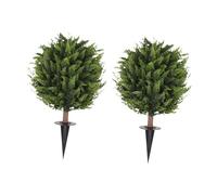 KiBcsLic 2 Pezzi Albero Topiario Artificiale Siepe Rotonda Pianta Finta con Picchetto Facile da Installare PVC Adatto per Addobbi Festivi Giardino Portico Casa, 2 Pezzi