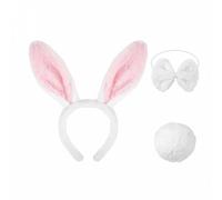 KiBcsLic 2 Pezzi Cerchietto Orecchie Coniglio Design Carino Travestimento da Coniglietta Pasquale Leggero Set Costume Coniglietta per Pasqua, Addio al Nubilato, Rosa, Set 3pz