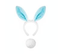KiBcsLic 2 Pezzi Cerchietto Orecchie Coniglio Design Carino Travestimento da Coniglietta Pasquale Leggero Set Costume Coniglietta per Pasqua, Addio al Nubilato, Blu, Orecchie+Coda