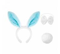 KiBcsLic 2 Pezzi Cerchietto Orecchie Coniglio Design Carino Travestimento da Coniglietta Pasquale Leggero Set Costume Coniglietta per Pasqua, Addio al Nubilato, Blu, Set 3pz