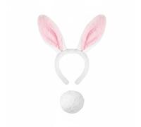 KiBcsLic 2 Pezzi Cerchietto Orecchie Coniglio Design Carino Travestimento da Coniglietta Pasquale Leggero Set Costume Coniglietta per Pasqua, Addio al Nubilato, Rosa, Orecchie+Coda