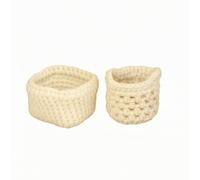KiBcsLic 2 Pezzi Cestini in Miniatura Pratico | Fatto a Mano, Cesto Biancheria in Miniatura, ssuto, per Diorami, Bianco