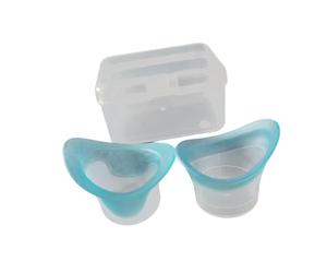 KiBcsLic 2 pezzi di coppette lavaocchi in silicone, coppette per la pulizia degli occhi con custodia, vaschetta per il lavaggio portatile, Blu