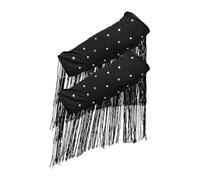 KiBcsLic 2 Pezzi Manicotti Latino Eleganti con Nappe Lunghe Poliestere Leggeri Accessori Costume Durevoli Perfetti per Ballo Pratica Donna Ragazza 21cmx, Nero