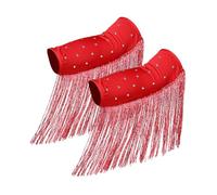 KiBcsLic 2 Pezzi Manicotti Latino Eleganti con Nappe Lunghe Poliestere Leggeri Accessori Costume Durevoli Perfetti per Ballo Pratica Donna Ragazza 21cmx, Rosso