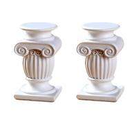 KiBcsLic 2 Pezzi Statue a Colonna Romana Colonne in Stile Greco Portacandele da Arredamento Piccole Sculture Decorative con Tocco Vintage Adatto per Fotografi, Style D