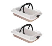 KiBcsLic 2 Pezzi Teglia Da Forno per Torte Contenitore Da Viaggio Pirofila Rettangolare Vassoio per Brownie con Coperchio a Chiusura Sicura Adatto per Il, oro