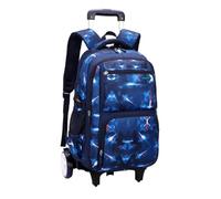 KiBcsLic 3 Pezzi Set Zaino Trolley 3 Pezzi Tasche Laterali a Rete Zaino con Ruote Design Flessibile Trolley Scuola con Borsa e Astuccio per Bambini, Blu, Space Big-wheel