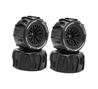 KiBcsLic 4 Pezzi Pneumatici RC Ruote Gommate Set Cerchi Ricambio Componenti PP Resistente Usura Adatti per Auto Modellino 1 18 Granito Corsa Collezione Bambini, Nero