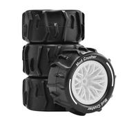 KiBcsLic 4 Pezzi Pneumatici RC Ruote Gommate Set Cerchi Ricambio Componenti PP Resistente Usura Adatti per Auto Modellino 1 18 Granito Corsa Collezione Bambini, Bianco