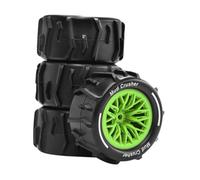 KiBcsLic 4 Pezzi Pneumatici RC Ruote Gommate Set Cerchi Ricambio Componenti PP Resistente Usura Adatti per Auto Modellino 1 18 Granito Corsa Collezione Bambini, Verde