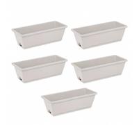 KiBcsLic 5 Pezzi Contenitore con Sottovaso | Bordo Rinforzato AntiGraffio, Fioriera Rettangolare con Sottovaso, Robusta, per Balcone, Orto Domestico, Grigio Bianco