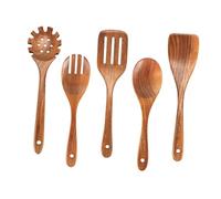 KiBcsLic 5 Pezzi di Cucchiai di Legno per Cucinare Posate Leggere Multiuso