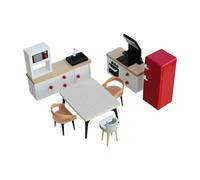 KiBcsLic 7 Pezzi Mobili in Miniatura Accessori Cucina per Casa delle Bambole con Frigorifero E Tavolo per Creare Scene di Vita Adatto per Giochi di Ruolo Inte, Frigorifero Rosso