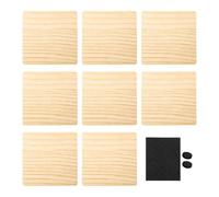 KiBcsLic 8 Pezzi di Sottobicchieri in Legno Non Trattato, Cuscinetti in Legno Resistenti Al Calore con Gommini Antiscivolo per Incisioni E Disegni, Suqre