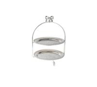 KiBcsLic Alzata con Piatti Tondi Stile Supporto Facile da Pulire per nti Del Tè, Ricevimenti, Pasticceria, 9909-1S银色两层蝴蝶架（21CM, 21 Cm