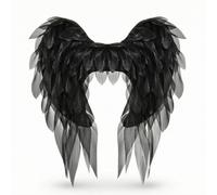 KiBcsLic Appendici Celesti Piumate Protesi Tulle Morbide Costume per Cosplayer, Cosplay, Servizi Fotografici, Spettacolo, Nero, Ali D Angelo In Organza Nera