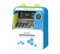 KiBcsLic ATM Macchina con Deposito E Prelievo Automatico Riconoscimento Monete Calcolo Adatto per Risparmio Educazione Regalo, Blu, Taglia unica bambino