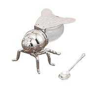 KiBcsLic Barattolo di Dispenser per Contenitore Vaso per Sciroppo Realizzato in Lega E Vetro con Pratico Coperchio Adatto per La Decorazione Della, Coda D'ape Argentata