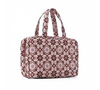 KiBcsLic Beauty Case da Viaggio Pieghevole Gancio Appeso Trousse Floreale Ampio Spazio Contenitore Portatile per Trasferta, Motivo A Rombi Rossi