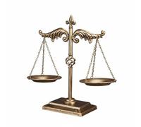 KiBcsLic Bilancia Della Giustizia Vintage Design Classico Bilancia Della Giustizia Ornamentale Lavorazione Artigianale per Avvocati, Studio Giuridico, Base Quadrata Oro