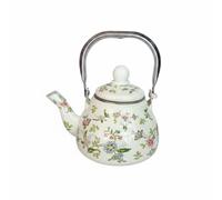 KiBcsLic Bollitore Smaltato Design Floreale Bollitore Smaltato 1 Litro Resistente Brocca da Cucina Smaltata, 1 Litro, Teiera Aromatica Con Filtro, Motivo Floreale Misto