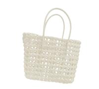 KiBcsLic Borsa a Mano Intrecciata per Donna, per Uso Quotidiano E Gite Fuori Porta, Bianco