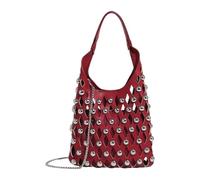 KiBcsLic Borsa hobo da donna, borsa tote per portafoglio, shopping, custodia per occhiali, ombrello, Rosso