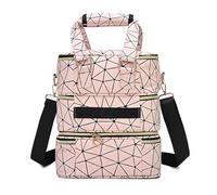 KiBcsLic Borsa portaoggetti per smalto, robusta borsa per manicure da donna, multiuso, a tre strati, portatile, da viaggio, per cosmetici, Rosa