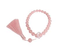 KiBcsLic Bracciale Perle Braccialetto Catena Donna Gioiello Artigianale Vetro Accurato Accessorio Elegante Adatto a Preghiera Meditazione Giornaliera, Rosa