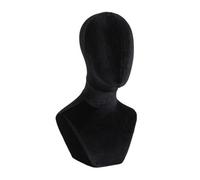 KiBcsLic Busto Espositore con Base Professionale | Design Liscio senza Volto, Parrucche, senza Lineamenti, Testa Espositiva, per Vetrine, Studi Fotografici, Parrucchieri, Nero