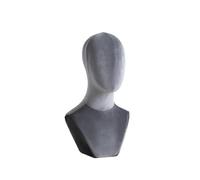 KiBcsLic Busto Espositore con Base Professionale | Design Liscio senza Volto, Parrucche, senza Lineamenti, Testa Espositiva, per Vetrine, Studi Fotografici, Parrucchieri, Grigio