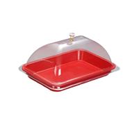 KiBcsLic Campana per Dolci Vetrina per Esposizione Coperchio per Vassoio E Protezione Alimentare Trasparente E Facile Da Pulire Adatto per Ristoranti Panetter, Rosso