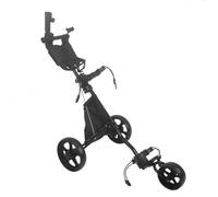 KiBcsLic Carrello da Golf Pieghevole Carrello Trolley Spinta in Alluminio con Ruote Stabili Ripiegabile per Bagagliaio E per Ombrello Telefono E Borraccia, Nero