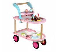 KiBcsLic Carrello Gelati Bambini Gioco Pasticceria Ruote Legno MDF Accessori Dessert Coni Torte Tazze Servizio Finto Apprendimento