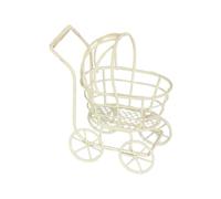 KiBcsLic Carrozzina Bambola Carrozzina Miniatura Giocattolo Casa delle Bambole Accessori Nursery Ferro Stile Europeo Adatta per Collezionisti Scena Micro Paesa, Beige