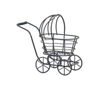 KiBcsLic Carrozzina Bambola Carrozzina Miniatura Giocattolo Casa delle Bambole Accessori Nursery Ferro Stile Europeo Adatta per Collezionisti Scena Micro Paesa, Nero