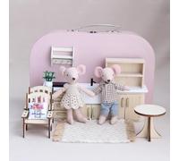 KiBcsLic Casa Delle Bambole con Mobili in Miniatura Compatto Casa Delle Bambole Portatile Facile da Trasportare Miniature in Legno con Valigetta per Cameretta