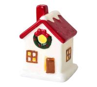 KiBcsLic Casa di Natale in ceramica con decorazioni a LED, statuetta per la casa, regalo di compleanno, ornamento natalizio per la casa delle vacanze, libreria, Style a